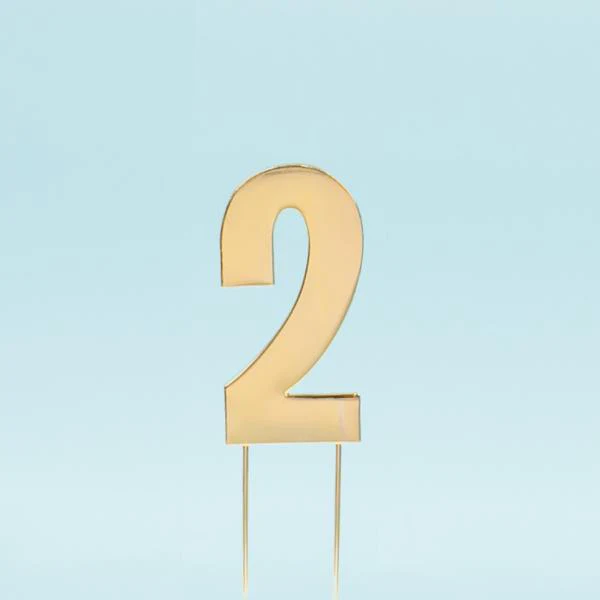 Gold Bold Number 2 Cake Topper - Image 3