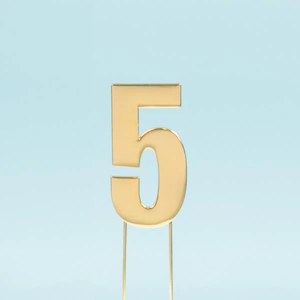 Gold Number 5 Bold Cake Topper - Image 2