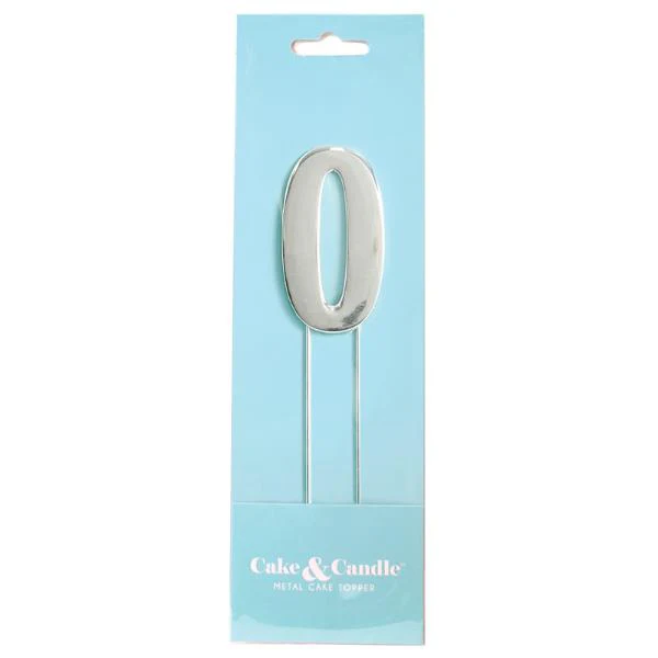 Silver Bold Number 0 Cake Topper - Image 3