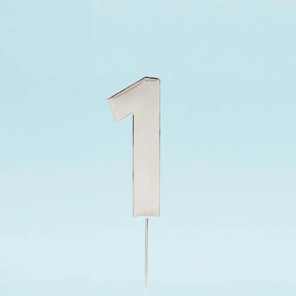 Silver Number 1 Bold Cake Topper - Image 2