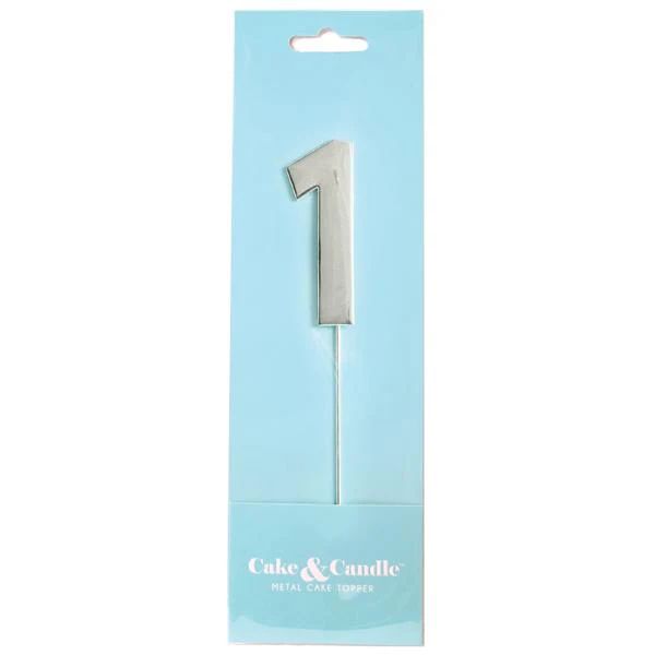 Silver Number 1 Bold Cake Topper - Image 3