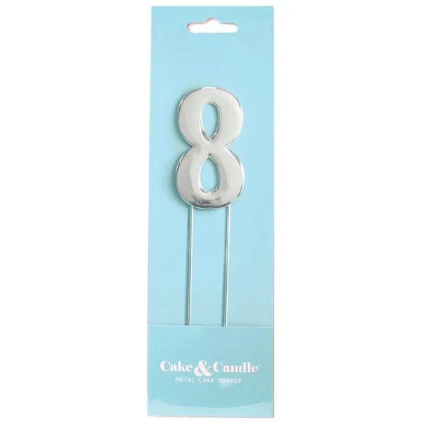 Silver Bold Number 8 Cake Topper - Image 2