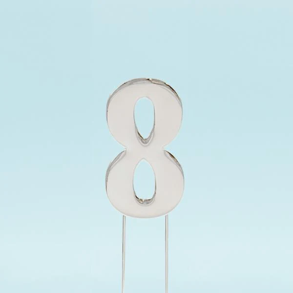 Silver Bold Number 8 Cake Topper - Image 3
