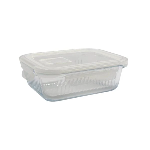 Rectangle Borosilicate Glass Container With Lid - 1040ml
