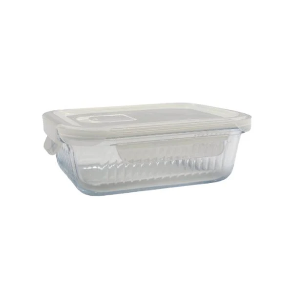 Rectangle Borosilicate Glass Container With Lid - 640ml