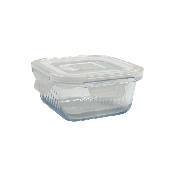 Square Borosilicate Glass Container With Lid - 320ml
