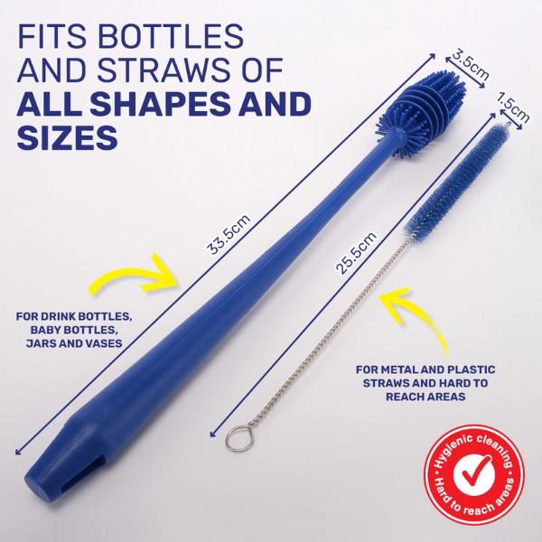 4 Pack Xtra Kleen Metal Straw Bottle & Straw Brush Set - Image 2