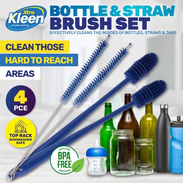 4 Pack Xtra Kleen Metal Straw Bottle & Straw Brush Set - Image 5