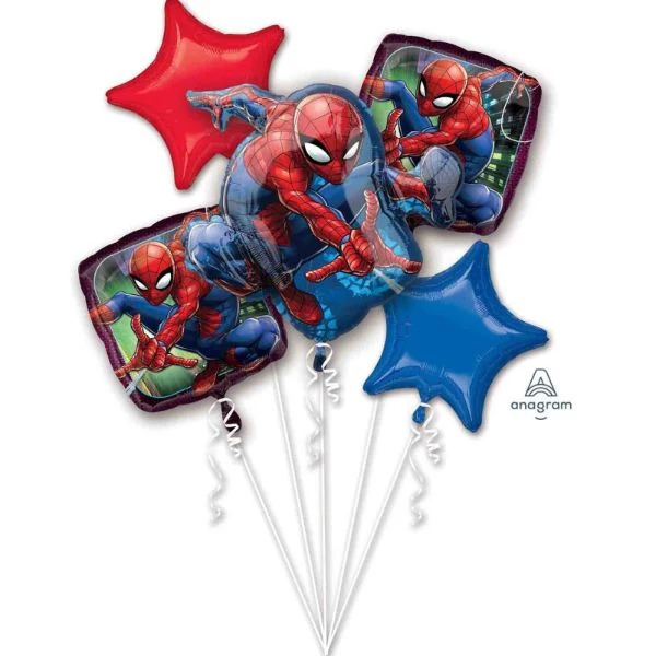 5 Pack Bouquet Spiderman Foil Balloons