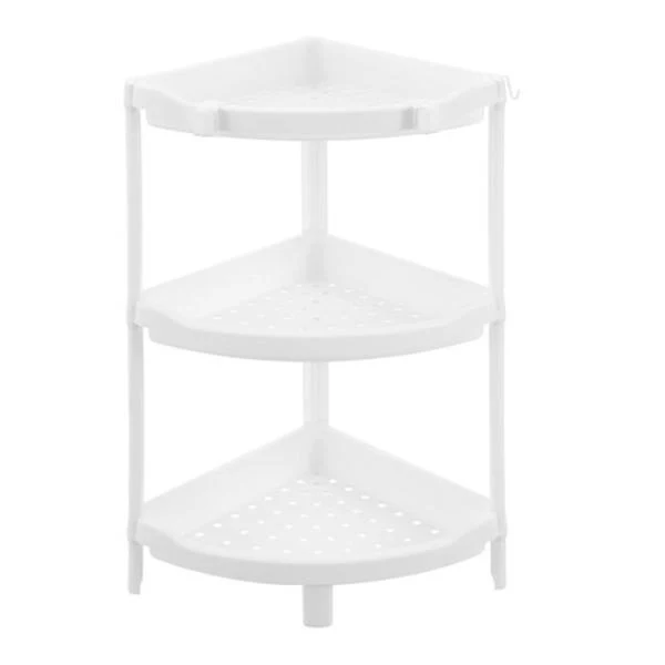 White 3 Tier Corner Storage Shelf - 44cm x 31cm x 70cm