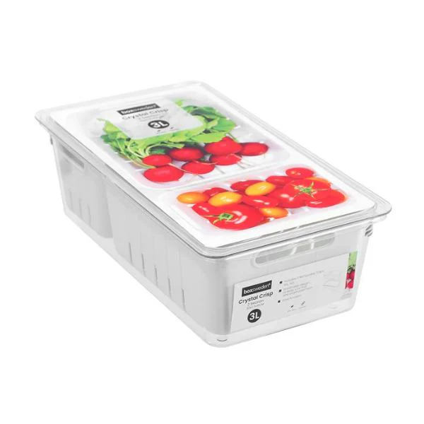 Boxsweden Crystal Crisp 2 Section Bin Storage - 3L