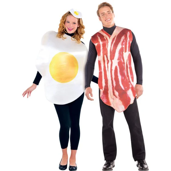 3 Pack Adult Breakfast Buddies Egg & Bacon Couple Costume