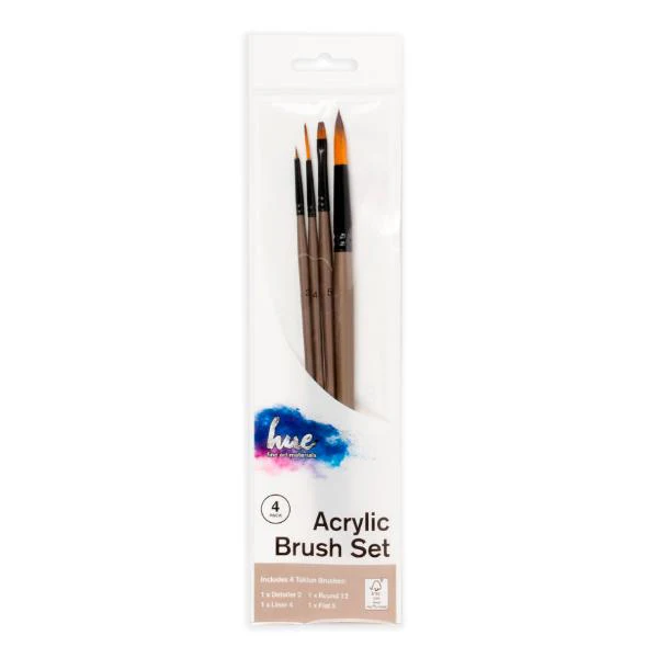 4 Pack Assorted Acrylic Brush Set