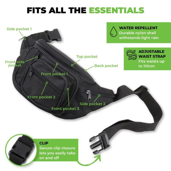 8 Compartment Canvas Bum Bag - Image 4