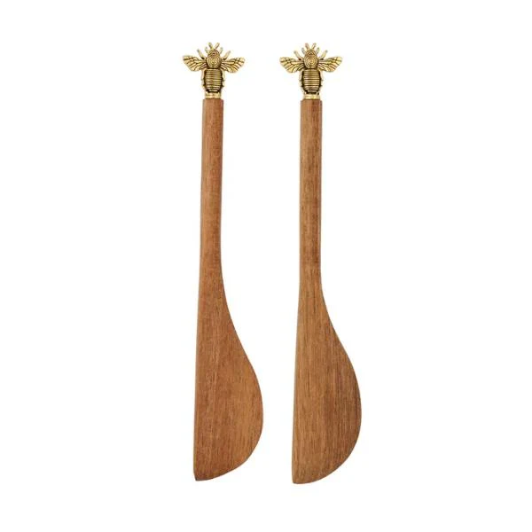 2 Pack Natural Wood Metal Bumble Bee Spreaders
