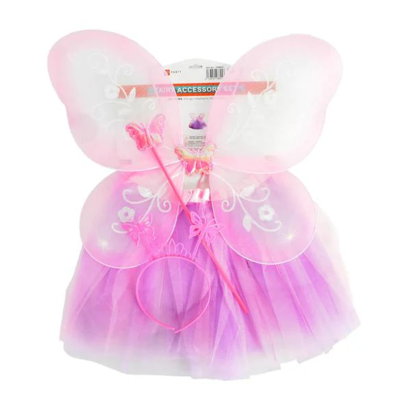 4 Pack Pink Butterfly Accessory Set