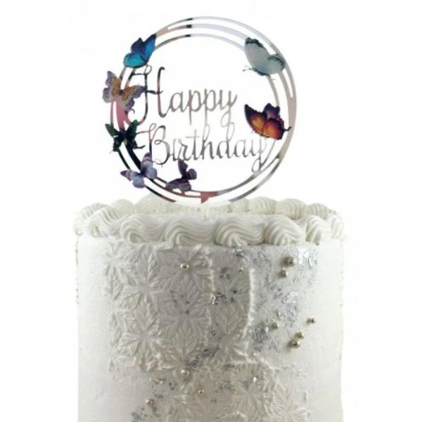 Acrylic Butterflies Happy Birthday Cake Topper - 0.2cm