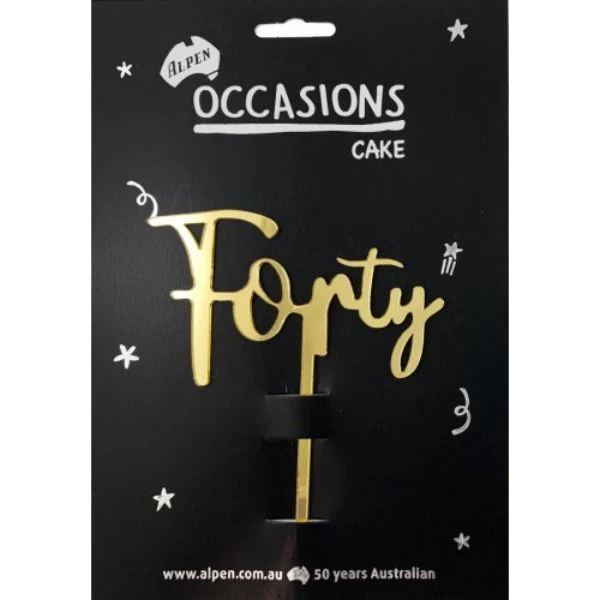 Gold Acrylic Forty Cake Topper - 2mm - Image 2