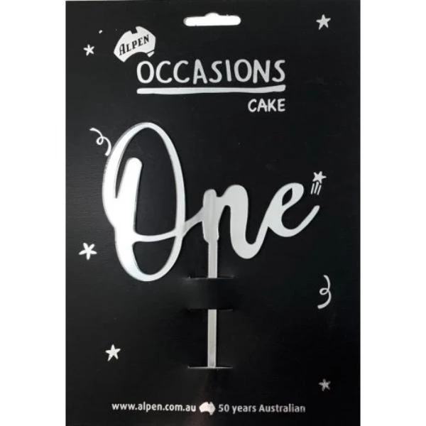 Acrylic Silver One Cake Topper - 0.2cm - Image 2