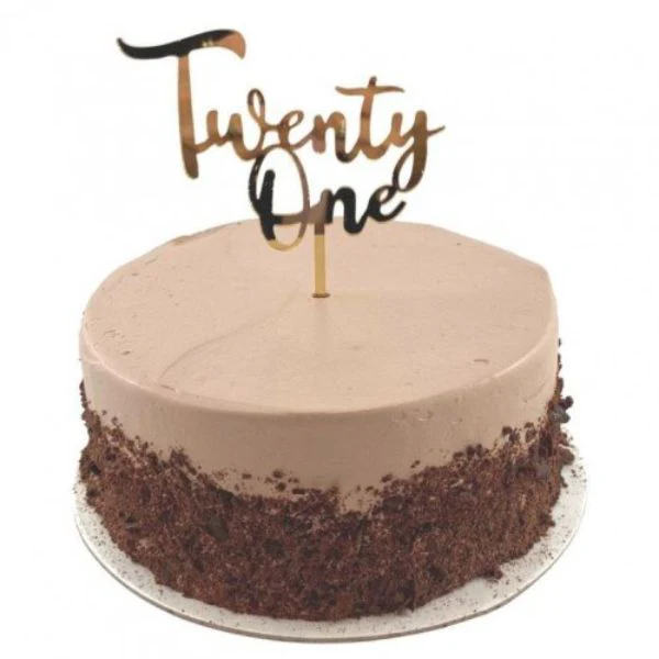 Twenty One Acrylic Gold Cake Topper - 2mm
