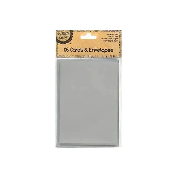 6 Pack Storm Grey Cards & Envelopes - 16.3cm