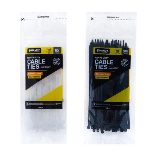 100 Pack Assorted Cable Ties - 15cm x 0.25cm