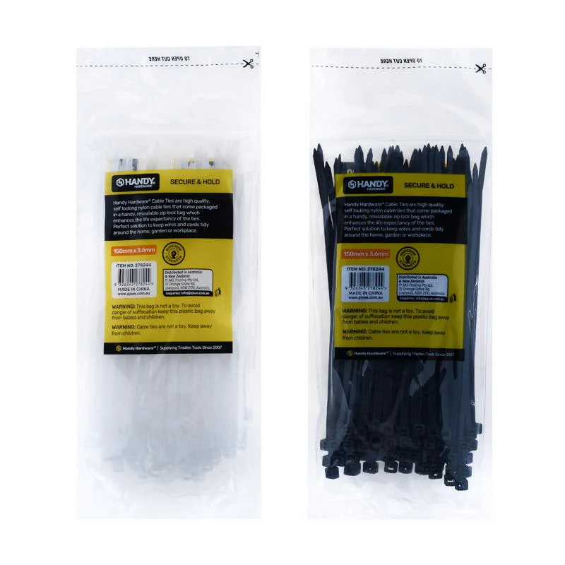 120 Pack Black / Clear Cable Ties - 15cm x 0.36cm - Image 3