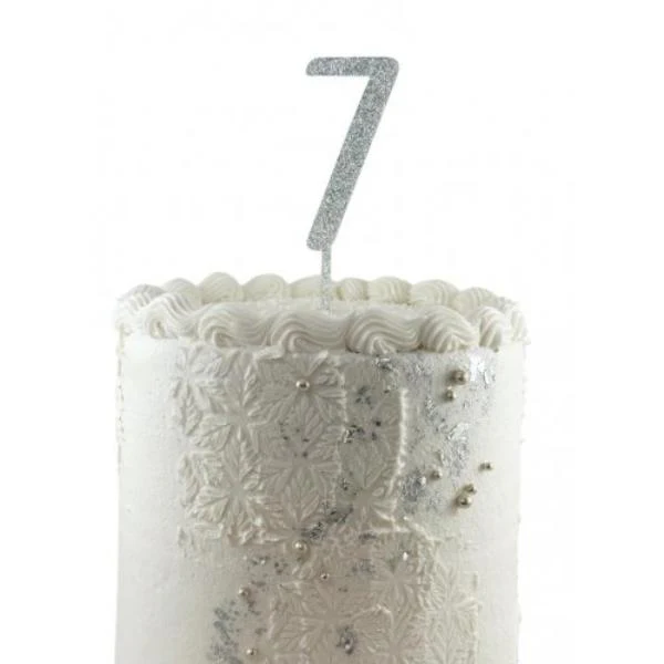 Acrylic Silver Glitter 7 Cake Topper - 0.25cm