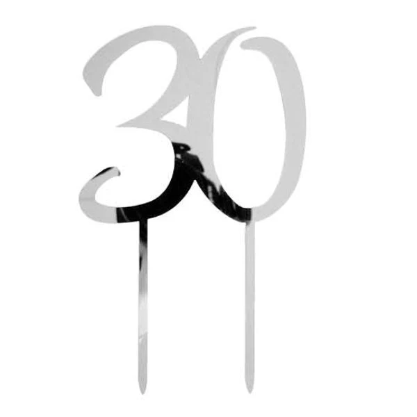 Silver 30 Jumbo Cake Topper