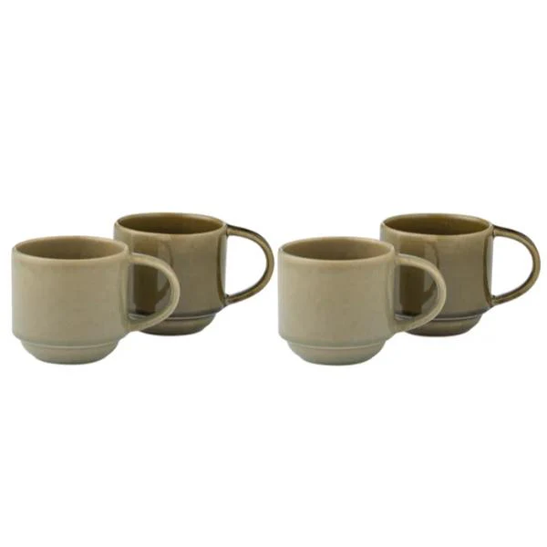 4 Pack Olive Calice Ceramic Mug - 9cm x 9cm