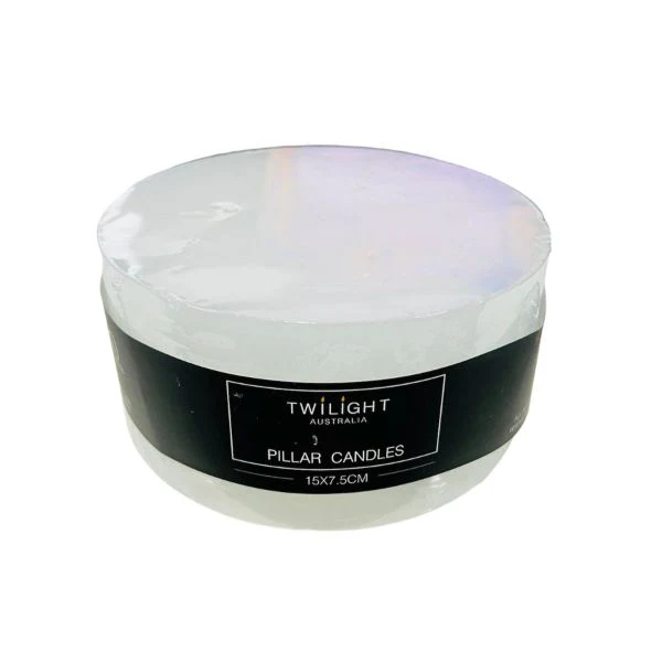 White Twilight Pillar Candle - 15cm x 7.5cm