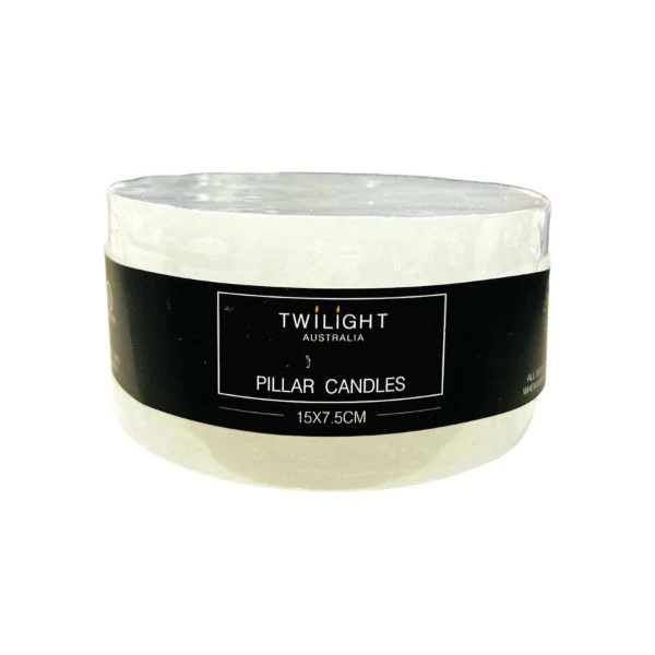 White Twilight Pillar Candle - 15cm x 7.5cm - Image 2