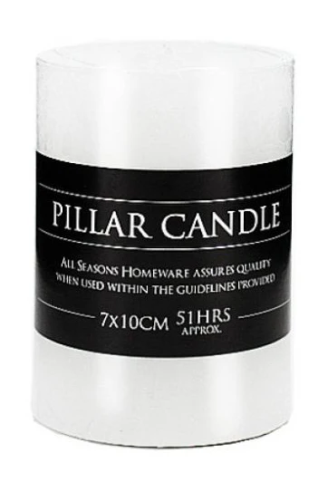 White Flat Top Pillar Candle - 7cm x 10cm