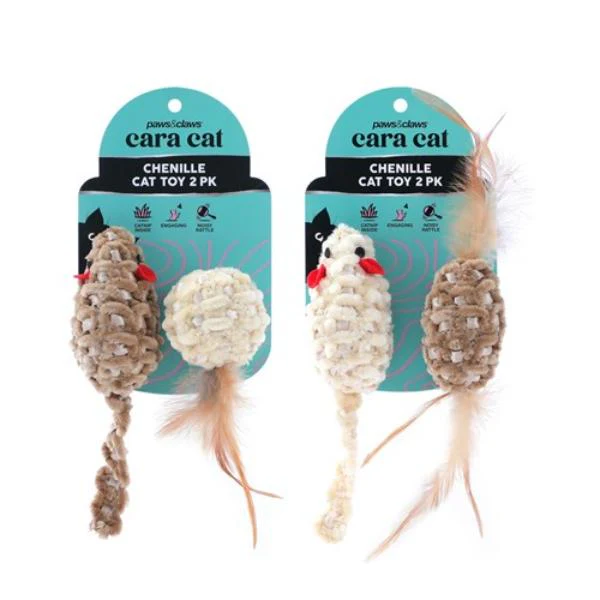 2 Pack Cara Cat Chenille Cat Toy - 7cm x 3cm x 3cm - Image 2