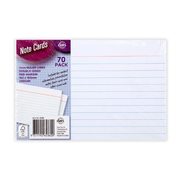 70 Pack White Double Sided 200gsm Note Cards