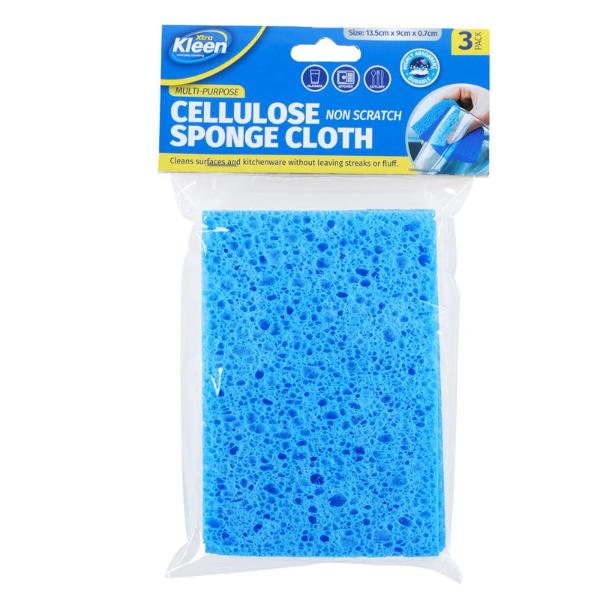 3 Pack Cellulose Sponge - 13.5cm x 9cm x 0.7cm