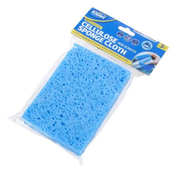 3 Pack Cellulose Sponge - 13.5cm x 9cm x 0.7cm - Image 3