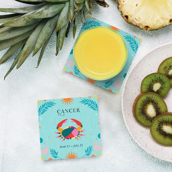 4 Pack Ceramic Zodiac Cancer Coaster Gift Box - Image 2