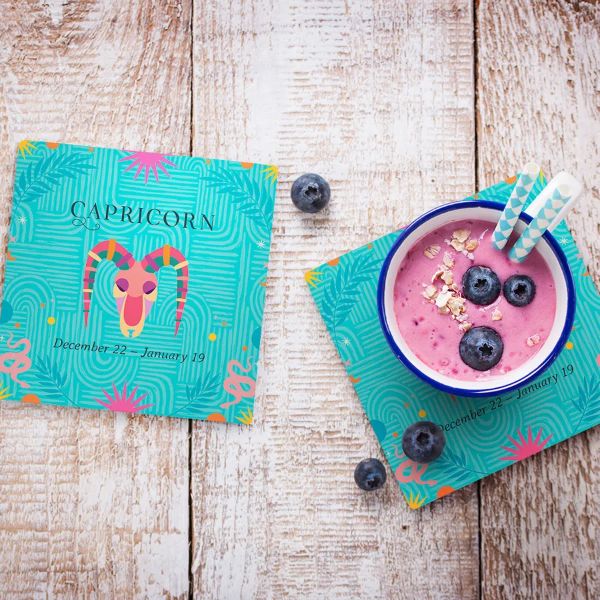 4 Pack Ceramic Zodiac Capricorn Coaster Gift Box - Image 2