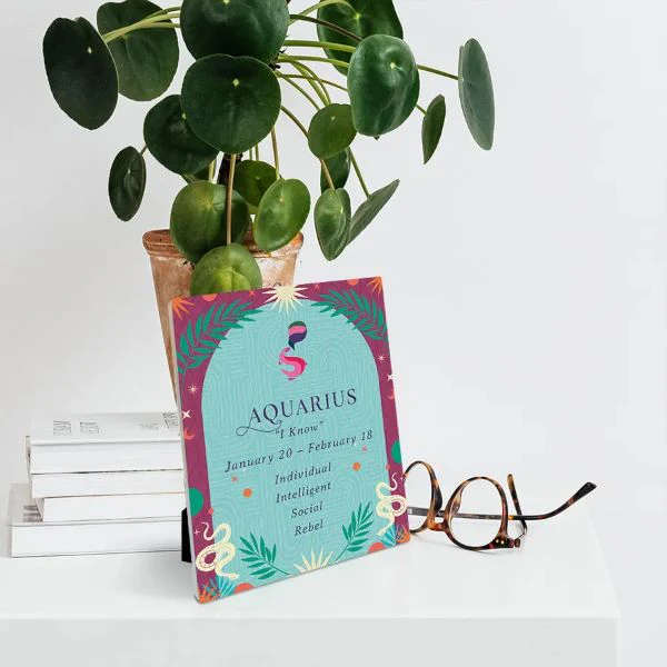 Ceramic Zodiac Aquarius Sentiment Plaque - 12cm x 14cm - Image 2