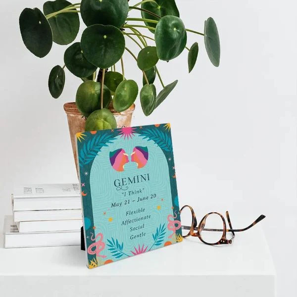 Ceramic Zodiac Gemini Sentiment Plaque - 12cm x 14cm - Image 2