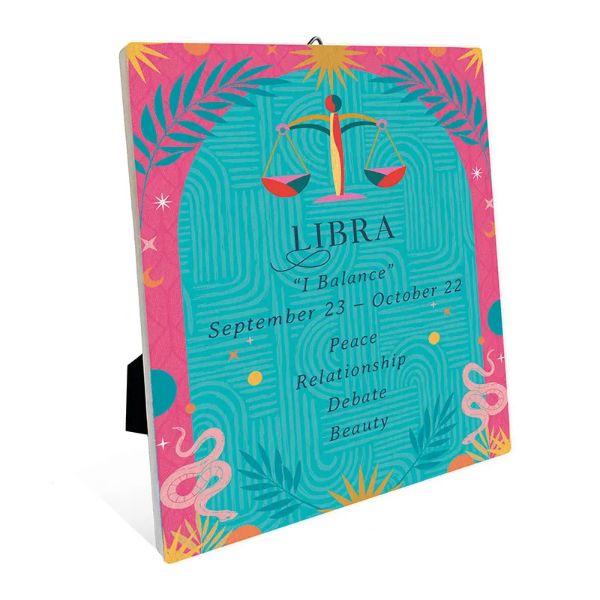 Ceramic Zodiac Libra Sentiment Plaque - 12cm x 14cm