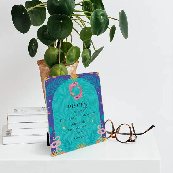 Ceramic Zodiac Pisces Sentiment Plaque - 12cm x 14cm - Image 2