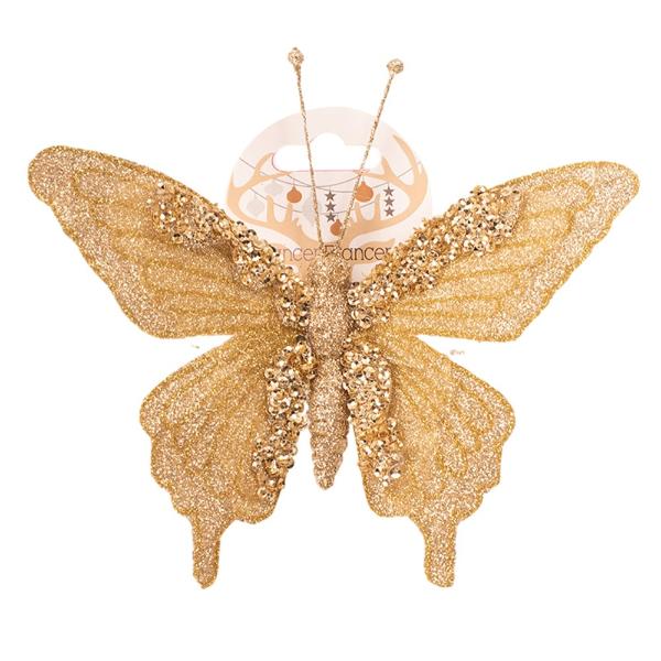 Champagne Butterfly With Clip - 17.5cm x 12cm - Image 2
