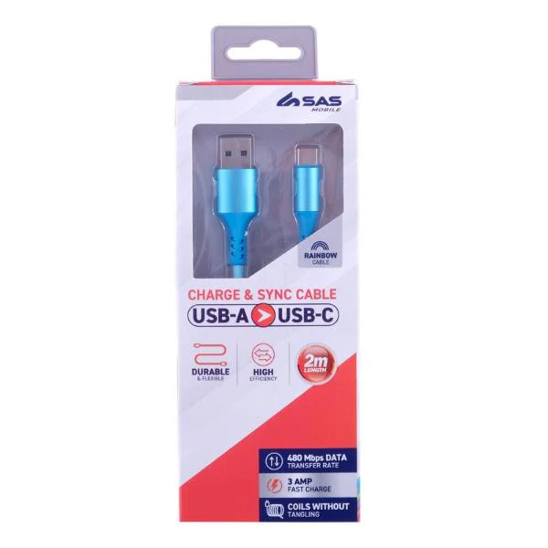Rainbow Charge & Sync USB A To 8 Pin Polyester Cable - 200cm