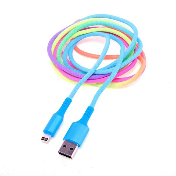 Rainbow Charge & Sync USB A To 8 Pin Polyester Cable - 200cm - Image 2