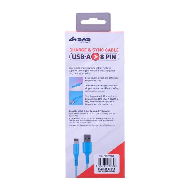 Rainbow Charge & Sync USB A To 8 Pin Polyester Cable - 200cm - Image 3
