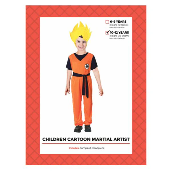 Children Cartoon Martial Artist Costume - 10 - 12 Years