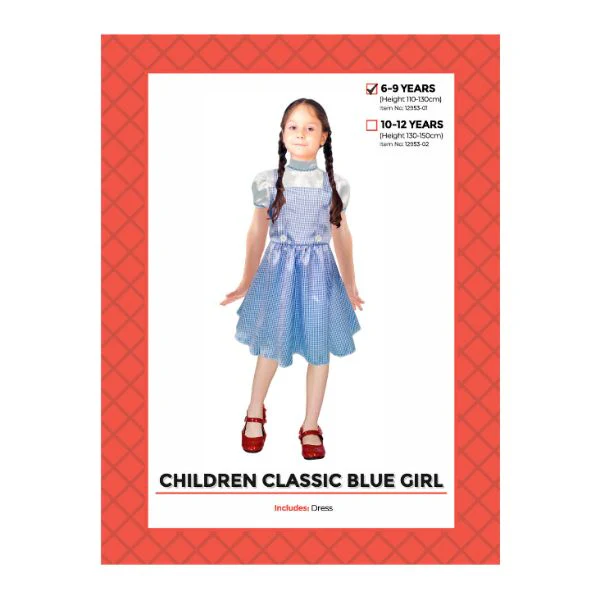 Children Classic Blue Girl Costume - 6 - 9 Years