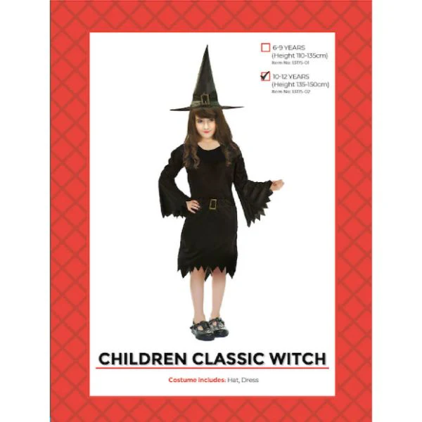 Children Classic Witch Costume (10-12 years) - Image 2